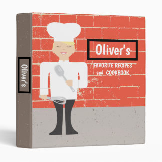 Classeur Blonde garçon chef cuisine recette personnalisée p