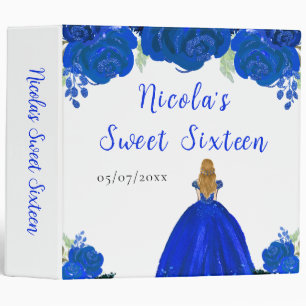 Classeur Blonde Hair Princess Blue Floral Sweet sixteen