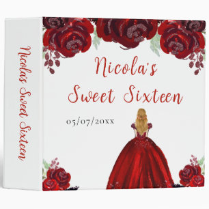 Classeur Blonde Hair Princess Red Floral Sweet sixteen