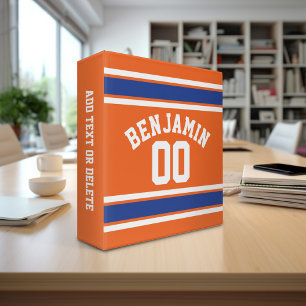 Classeur Blue and Orange Sports Jersey Nom personnalisé Num