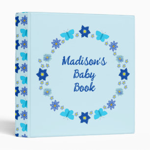 Classeur Blue Baby Boy Papillons et fleurs Baby Book