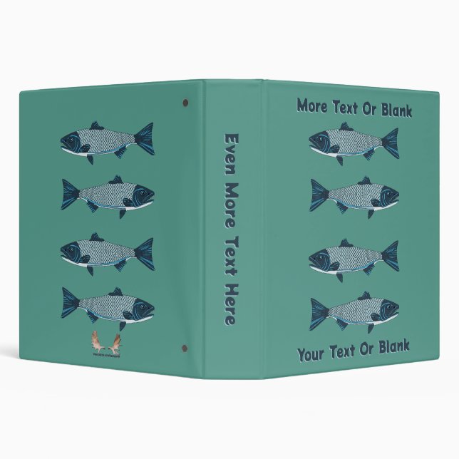 Classeur Blue Folk Art Trout/Saumon (Arrière-plan)