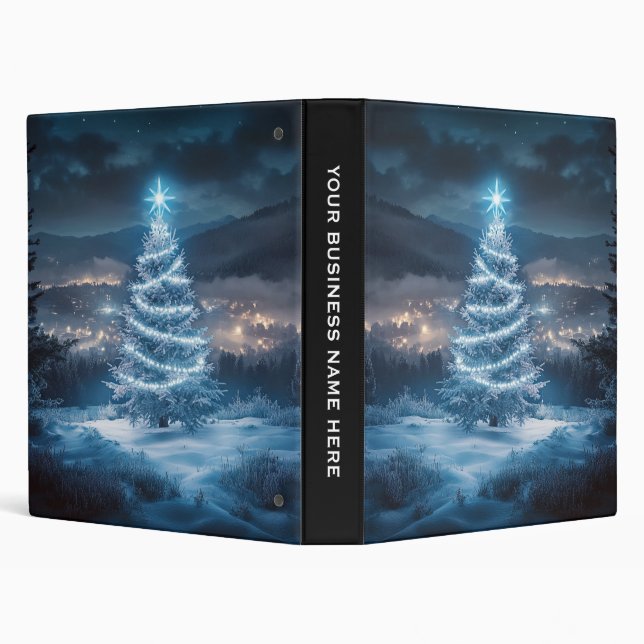 Classeur Blue Glowing Winter Night Christmas Tree (Arrière-plan)