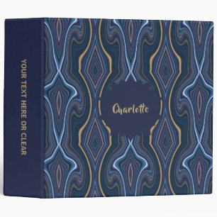 Classeur Blue Gold Modern Geode Abstrait Personnalisé