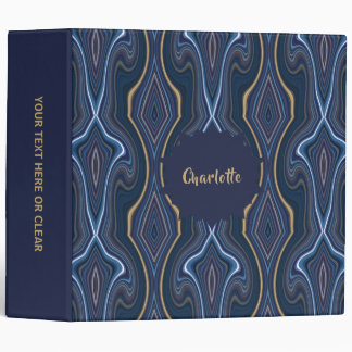 Classeur Blue Gold Modern Geode Abstrait Personnalisé