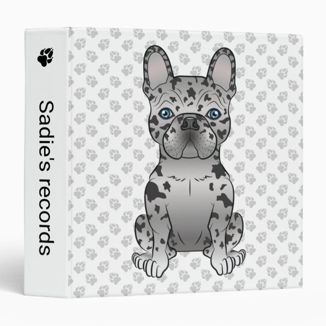 Classeur Blue Merle French Bulldog Frenchie Cute Dog & Text (Devant/Côté)