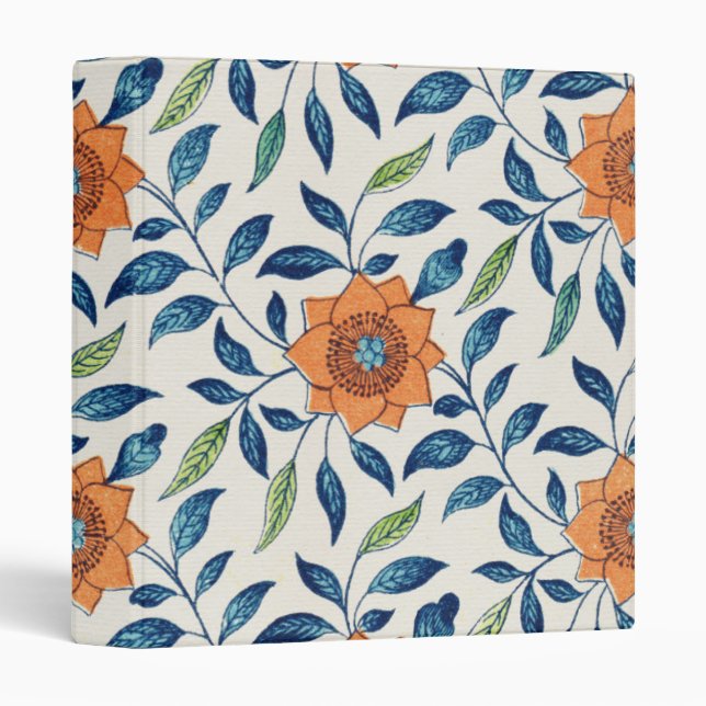 Classeur Blue & Orange Floral Pattern (Devant/Côté)