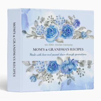 Classeur Blue Rose Family Recipe Book Personalized Cookbook