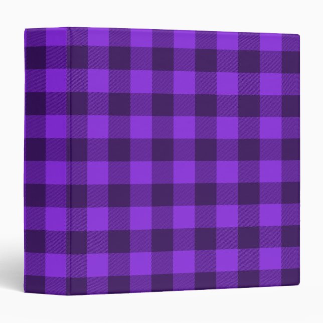 Classeur Blue Violet and Dark Purple Buffalo Plaid Gingham (Devant/Côté)
