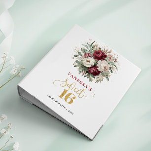 Classeur Blush Burgundy Or Rose Gold Floral Stylé Sweet Sei