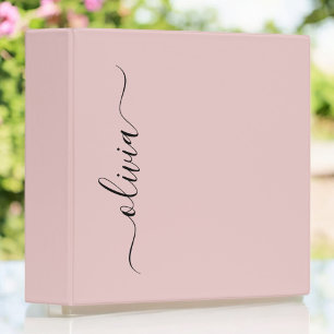 Classeur Blush Dusty rose moderne Script Girl Monogramme No