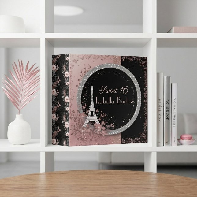 Classeur Blush Pink Glitter Parisian Chic Sweet 16 Birthday (Blush Pink Glitter Parisian Chic Sweet 16 Birthday 3 Ring Binder)