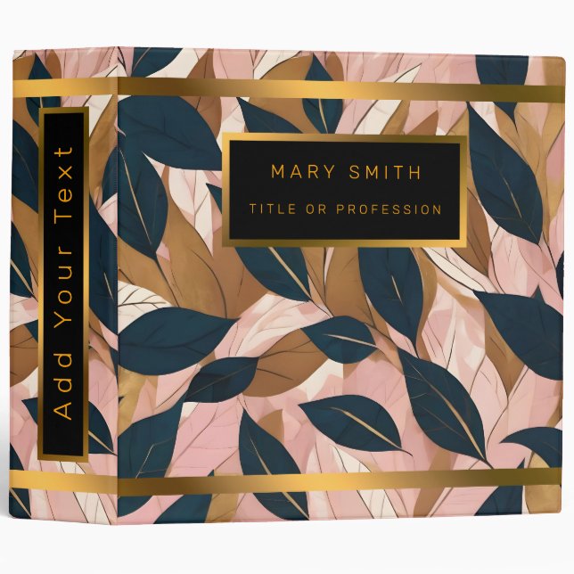 Classeur Blush Pink Gold Boho Collection Feuille tendance (Devant/Côté)