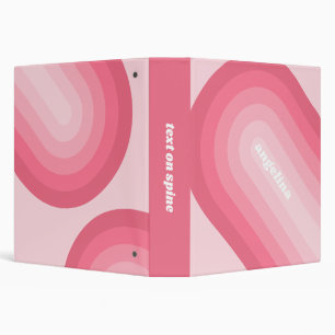 Classeur Blush Pink Mod Retro Stried Motif Nom personnalisé