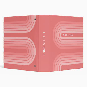 Classeur Blush Pink Mod Retro Stried Motif Nom personnalisé