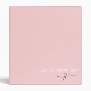 Classeur Blush Pink Modern Script Simple Nom du monogramme