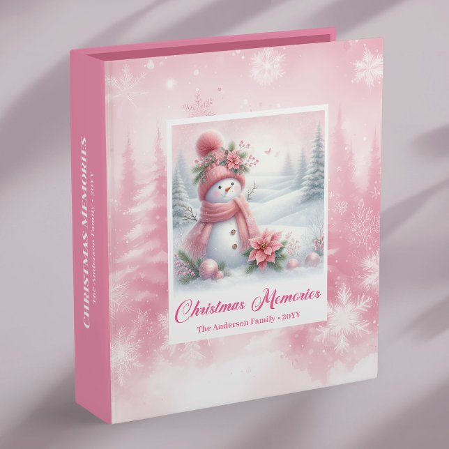 Classeur Blush Pink Snowman Christmas Memory Album Kids (Blush Pink Snowman Christmas Memory Album Ring Binder)