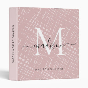 Classeur Blush Rose Chic Motif Monogramme Nom de Script