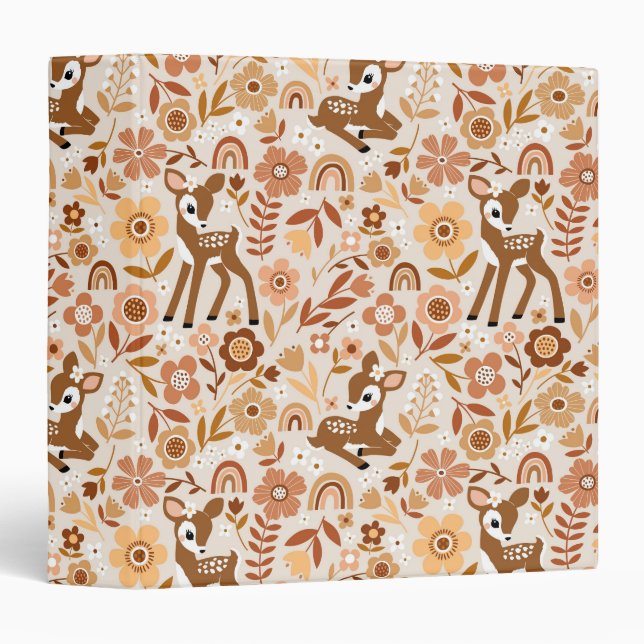 Classeur Boeuf mignon cerf modèle floral (Devant/Côté)