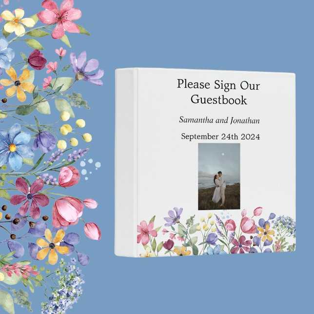 Classeur Bohème Aquarelle Jardin Fleurs Livre d'or (Créateur téléchargé)