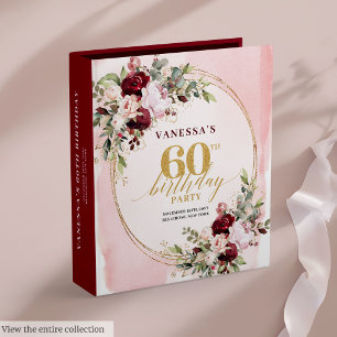 Classeur Bohème Bourgogne Roses d'or 60e anniversaire Class