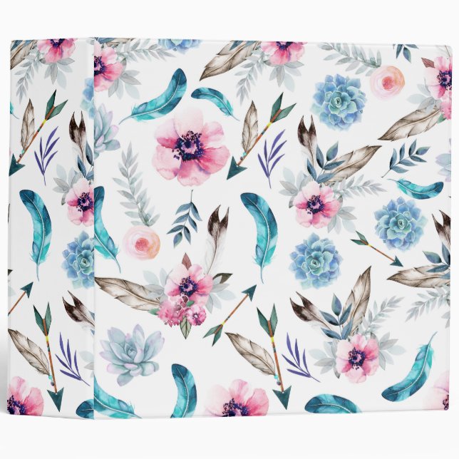 Classeur Bohème Chic Floral Boho Girl (Devant/Côté)