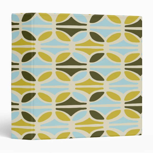 Classeur Boho Abstrait Pastel Formes Motif Vert bleu (Devant/Côté)