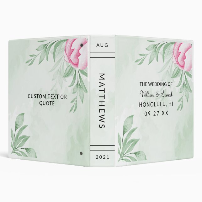 Classeur Boho Aquarelle Eucalyptus Feuille Mariage vert (Arrière-plan)