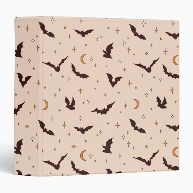Classeur Boho Bats et étoiles Motif d'Halloween (Devant/Côté)