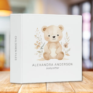 Classeur Boho Bear Watercolor Babysitter