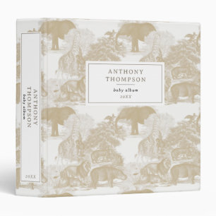 Classeur Boho Beige Jungle Animaux Safari Chinoiserie Album