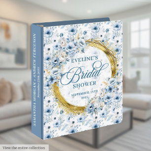 Classeur Boho Bleu Doré Poussiéreux Album de Fleurs Sauvage