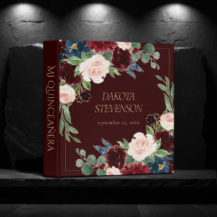 Classeur Boho Bloom Cadeau de Quinceañera Burgundy Foncé