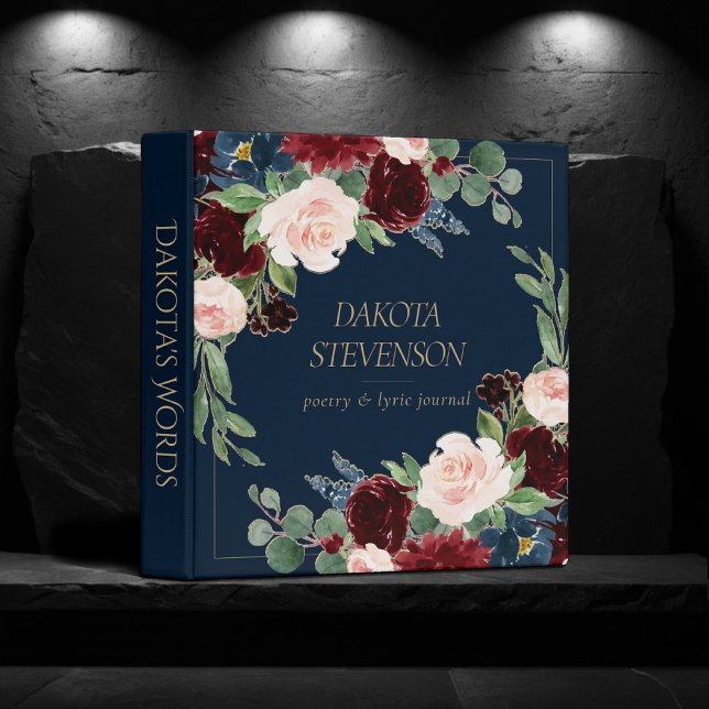Classeur Boho Blooms | Portefeuille Dark Navy et Bourgogne (Créateur téléchargé)