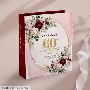 Classeur Boho Blush Burgundy Gold 60th Memory Album