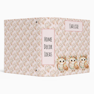 Classeur Boho Cottagecore Owl Floral Farmcore Charme