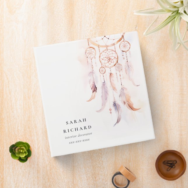 Classeur Boho Dreamcatcher Watercolor Lilac Blush Peach (In Situ)