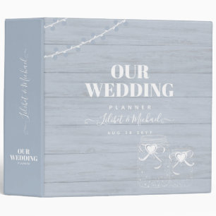 Classeur BOHO Dusty Blue Driftwood Mason Jars Mariage