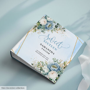 Classeur Boho Élégant Fleurs Bleu Poussiéreux Floral Douce