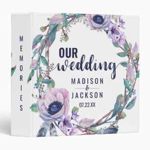 Classeur Boho Feather & Floral Wreath Mariage Album photo