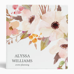 Classeur Boho Floral Rustique Aquarelle Peony Personnalisé