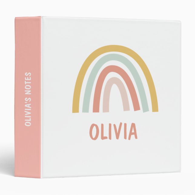 Classeur Boho Kids Rainbow Personnalisé (Devant/Côté)