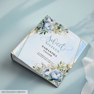 Classeur Boho Luxueux Fleurs Bleu Clair et Ivoire Douce 16e