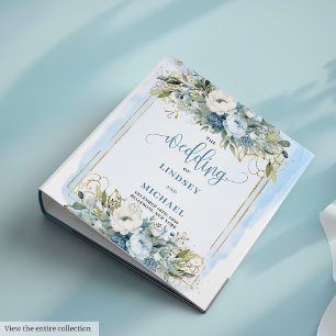 Classeur Boho moderne Fleurs Bleues Douces Mariage Parties