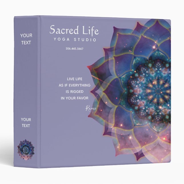 Classeur Boho Nebula Bloom | Conception de Mandala (Devant/Côté)