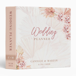 Classeur Boho Pampas Grass Wedding planner Organisateur Blu