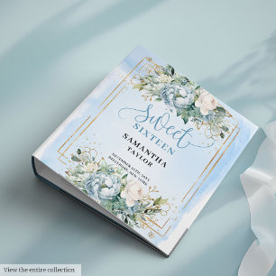 Classeur Boho Pastel Bleu Luxueux Floral Végétal Sucré