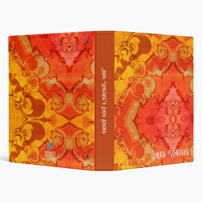 Classeur Boho Plan de leçon Nom Abstrait Orange Enseignant (Arrière-plan)