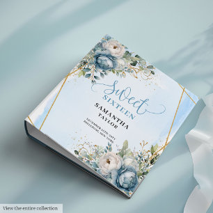 Classeur Boho Poussiéreux Bleu Ivoire Floral Étincelant Swe