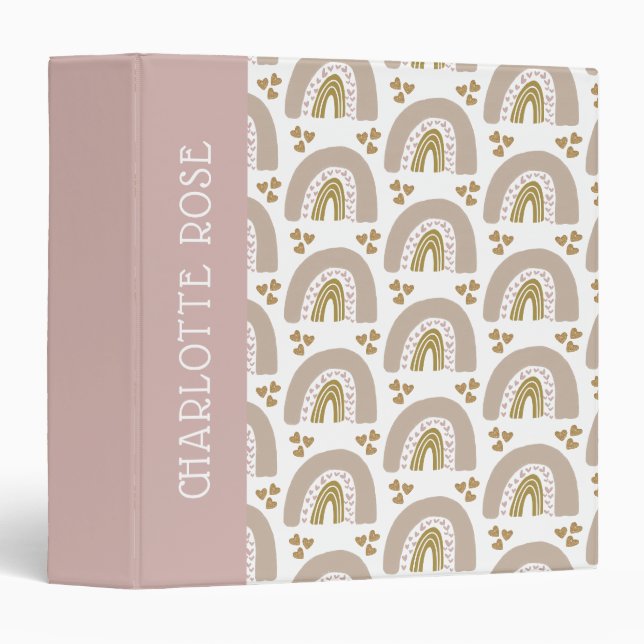 Classeur Boho Rainbow Rose Gold Baby Album photo (Devant/Côté)